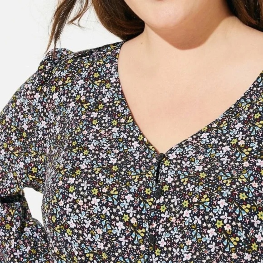 Floral Button Front Flippy Ruffle Shift Dress Lof… - image 5